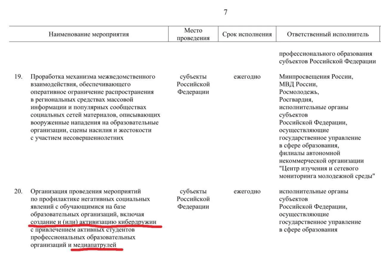 Правительство предлагает привлечь учащихся колледжей и техникумов к поиску «негативного контента» в соцсетях. По планам, сеть таких групп развернут по всей стране к 2030 году.