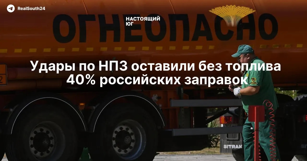 Из‑за ударов дронов остановлены НПЗ, независимые заправки лишились поставок — дефицит и цены на бензин резко выросли.