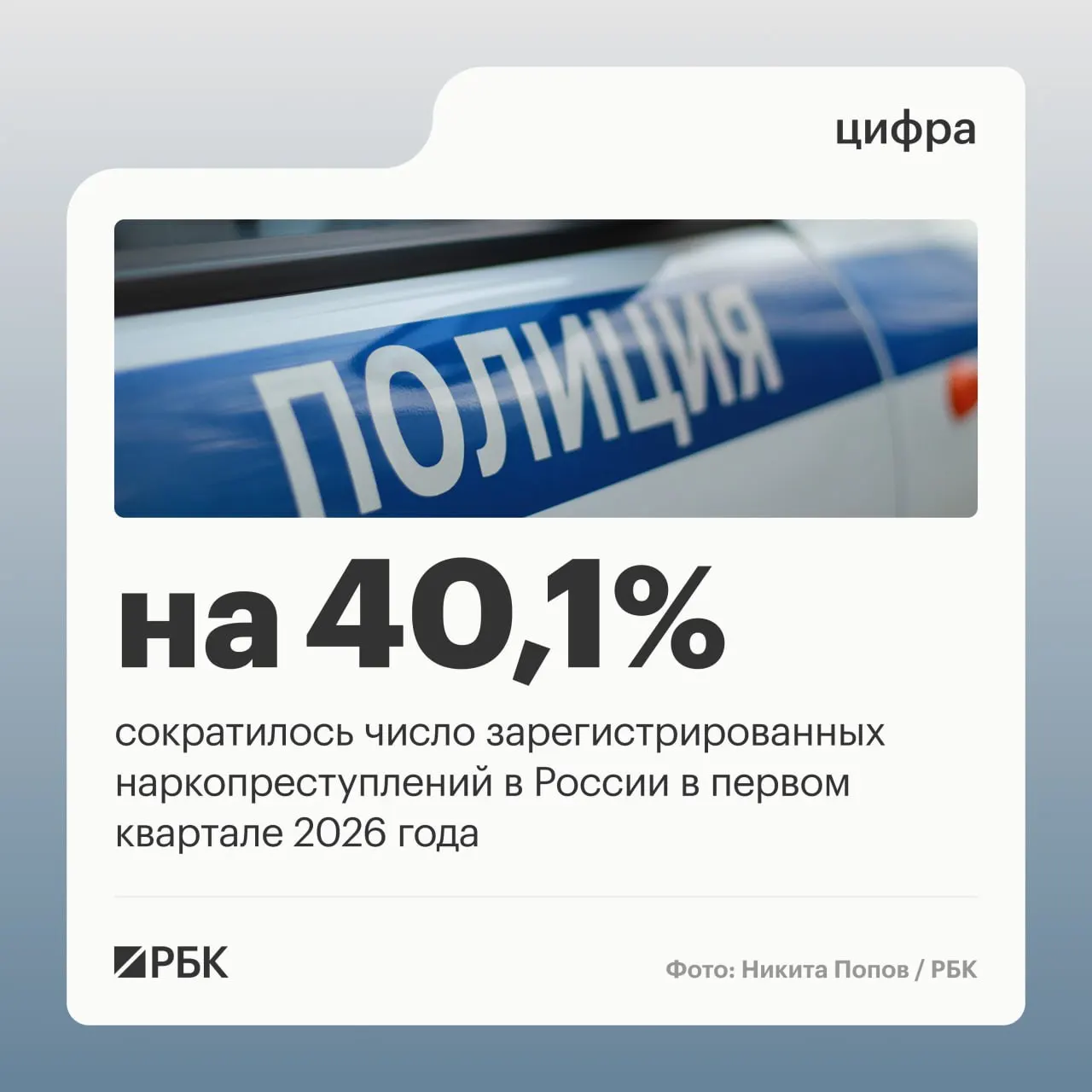 Аппарат Совета Безопасности России сообщает: в I квартале доля зарегистрированных наркопреступлений упала с 12,8% до 9,2%, число таких преступлений сократилось на 40,1% — основной фактор изменений связан с правоприменительной практикой.
