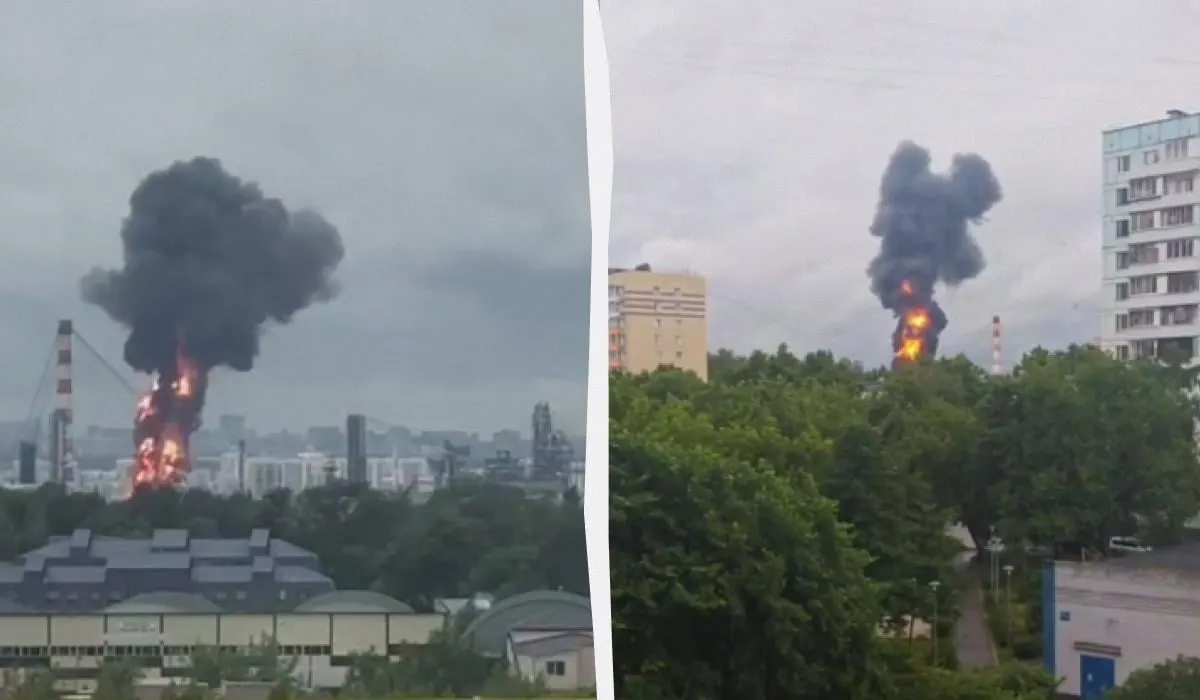 Утром 16 июня в Москве зафиксировали атаку беспилотников: загорелся один из крупнейших нефтеперерабатывающих заводов, мэр сообщил о сбитых дронах, на месте работают экстренные службы.
