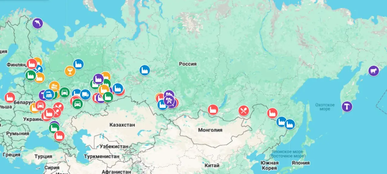 Карта, созданная общественным проектом, отмечает остановки производств, массовые увольнения, задержки зарплат и другие трудовые проблемы — в 2026 году такие случаи охватили всю страну.